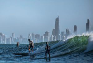Surfing on the gold coast
