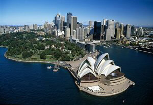 Sydney opera house overview shot