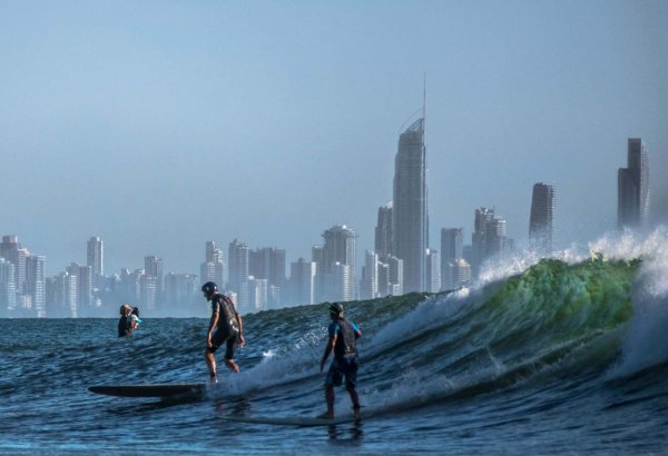 Surfers on the gold coast